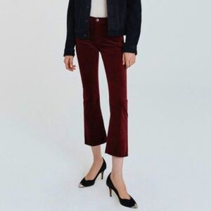 New AG The Jodi High Rise Slim Flare Crop Velvet Pants in Gooseberry Jeans Sz 25